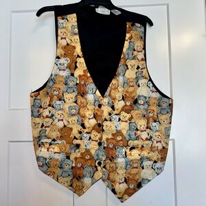 Vtg 90s Ivy Club Classics teddy bear vest size 20W
